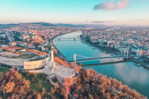 Aerial image of Buda Pest to convey the benefits of a Budapest travel guide